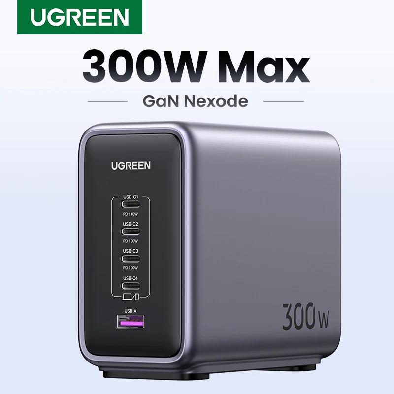 UGREEN 300W GaN Charger Desktop Charging Station USB Charger 140W Max Single Port PD3.1 Fast Charger for MacBook Pro IPad IPhone