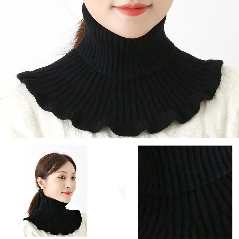 

2025 модный красочный вязаный шарф накладной шею, мягкий, толстый и теплый, с элегантным дизайном с рюшами по краям для женщин
