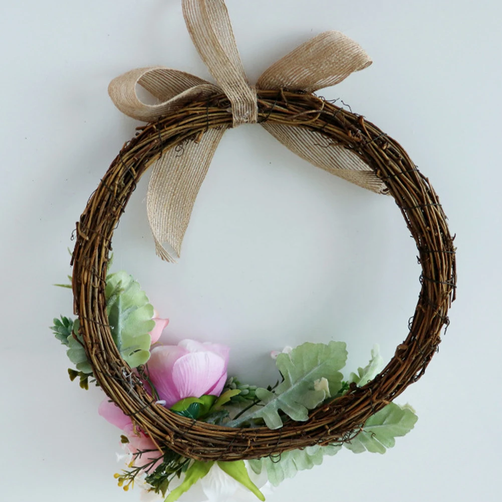 

1pc Simulation Rose Wreath Spun Silk Wall Decor For Wedding Party Holiday Home Decoration European Style Artificial Rattan