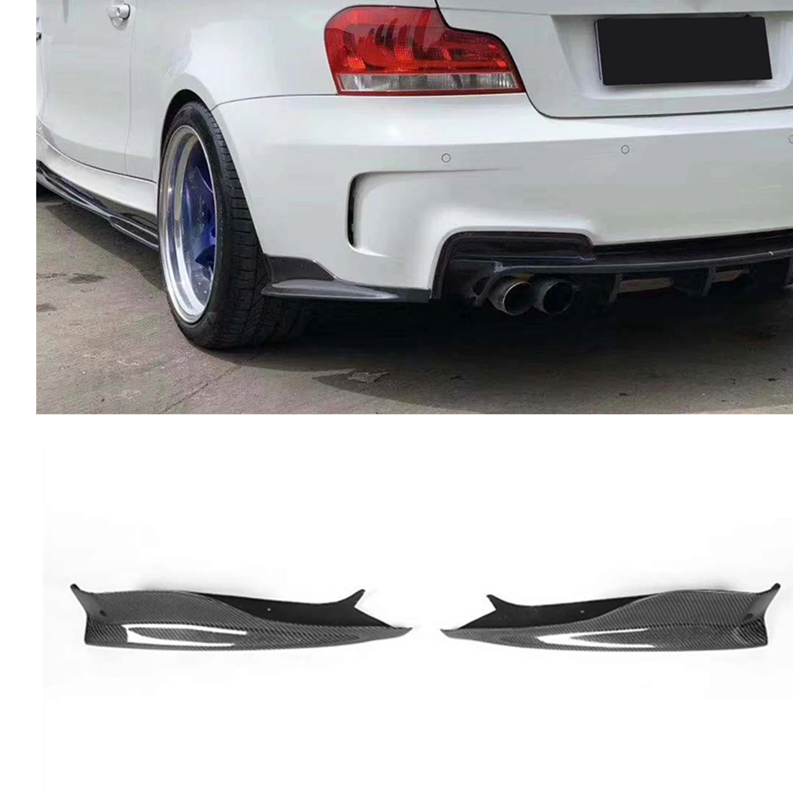 Carbon Fiber Bumper Side Cover Lip Diffuser Spoiler Guard Corner Splitter Trim For BMW 1 Series E82 M Coupe 2 Door 2011-2013