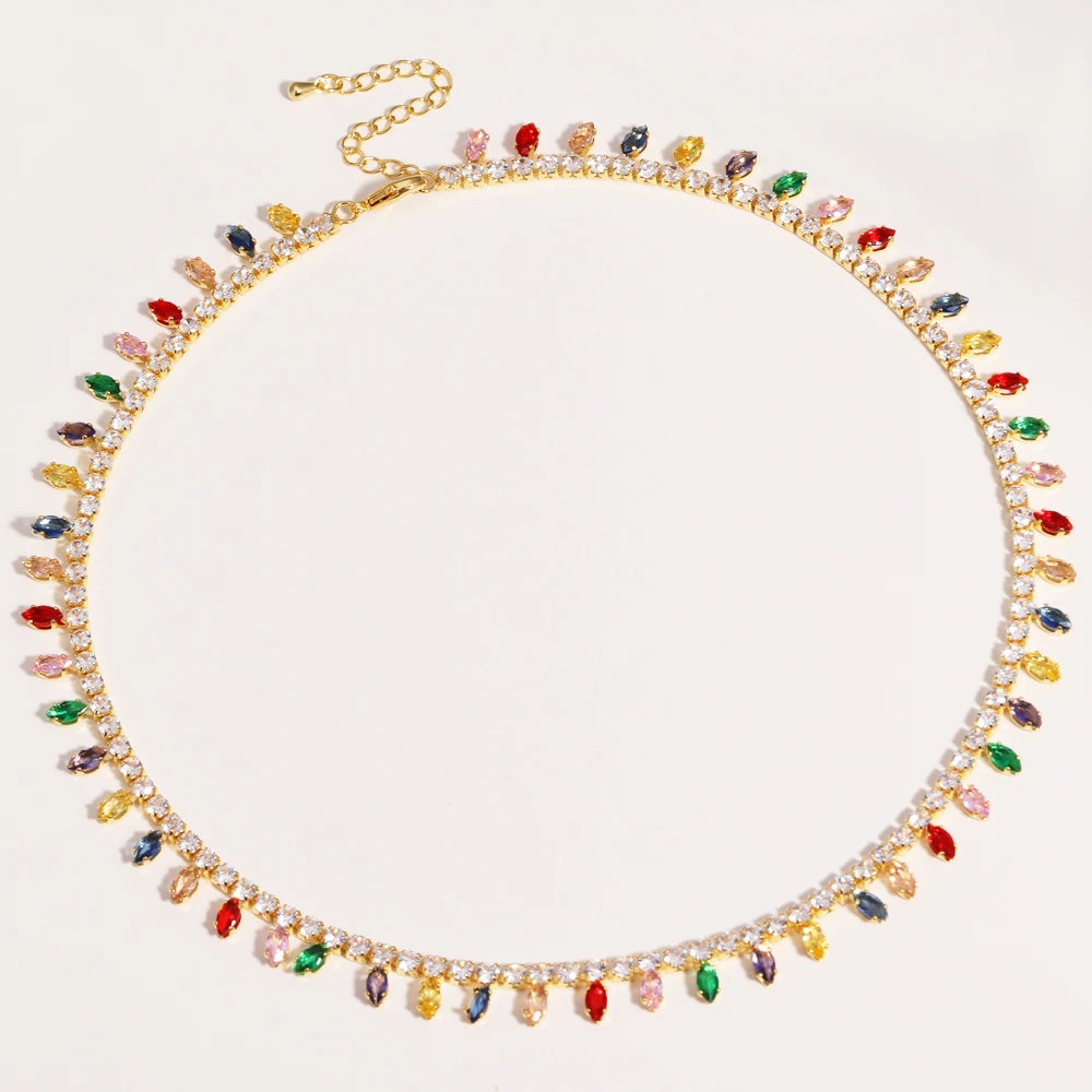 2025 neue Mode Micro Pave Multi Drip Cz Blumen Halsband Aussage Halskette Iced Out Bling Frauen Charme Hohe Qualität Schmuck