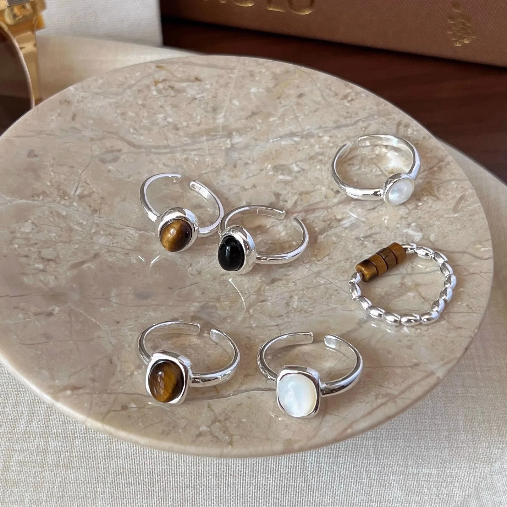 VENTFILLE 925 Sterling Silver Tigereye Ring for Women Thai Silver Retro Versatile Design Finger Jewelry Gift Dropshipping