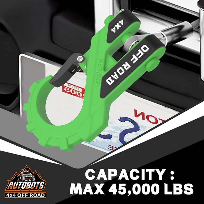 

3/8" Winch Hook Max 45000 Lbs ATV Winch Hook with Safety Latch for Trailers Tow Winch Accessories for Synthetic Rope Winch Cable