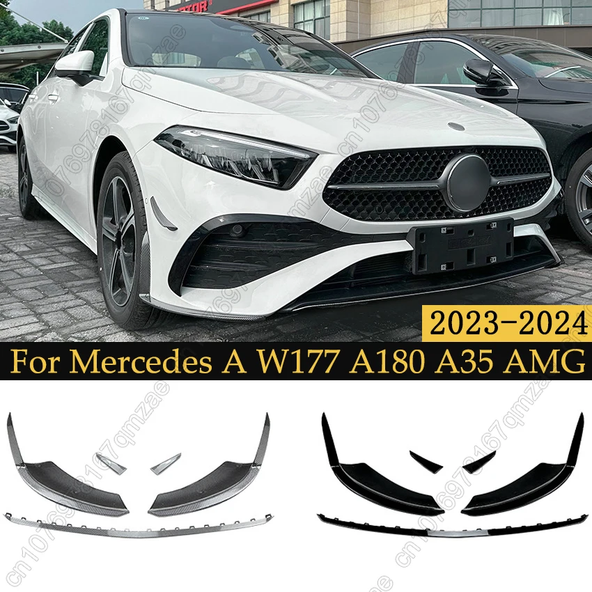 For Mercedes Benz A-Class W177 LCI A180 A200 A35 AMG 2023-2024 Front Bumper Lip Front Wind Blade Corner Modification Tuning Kits