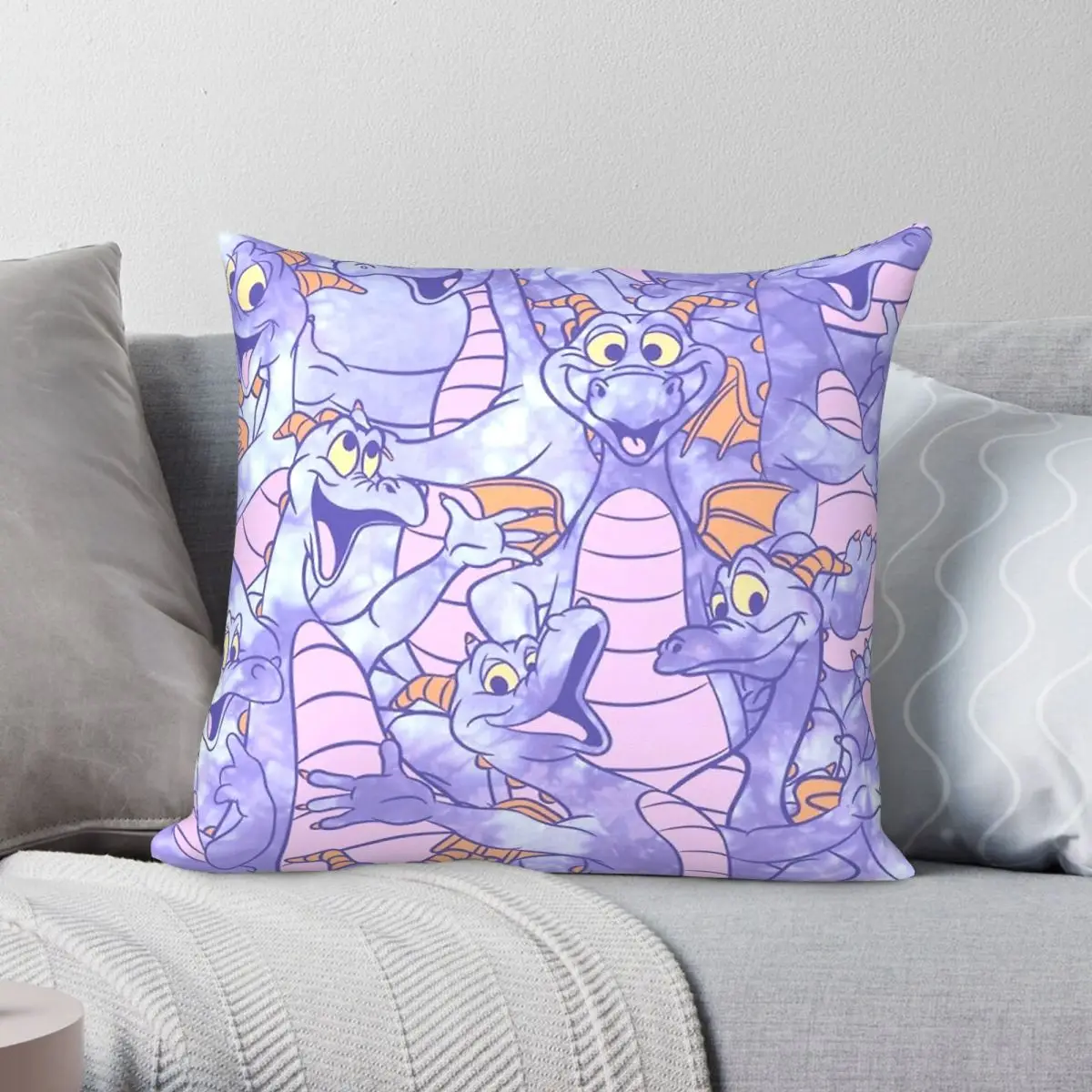 Figment Epcot Collage Square Pillowcase Polyester Linen Velvet Creative Zip Decor Throw Pillow Case Sofa Cushion Case