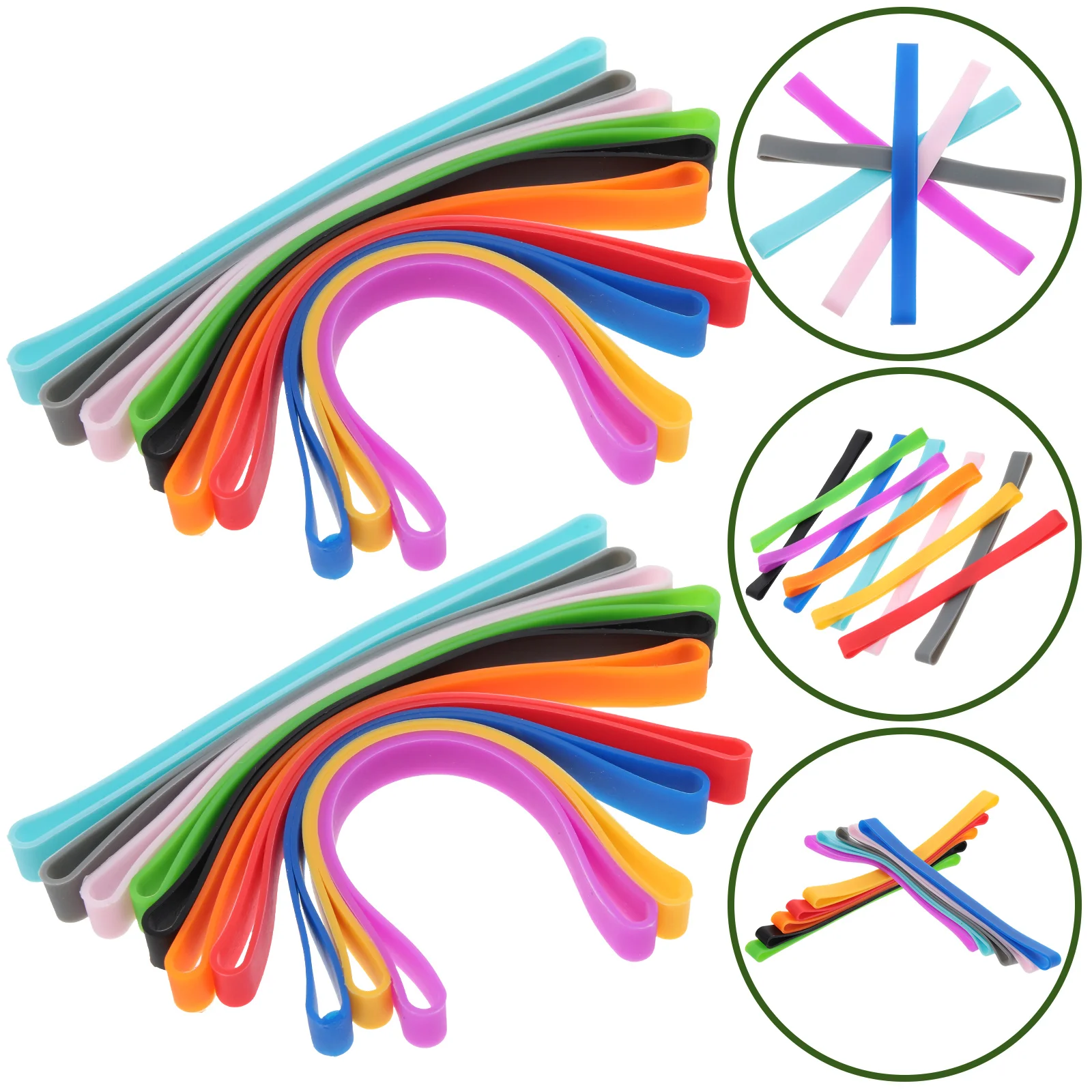 20 Pcs Flexible Bands Colorful Silicone Office Supplies Cassette Bulk for Fix Colored