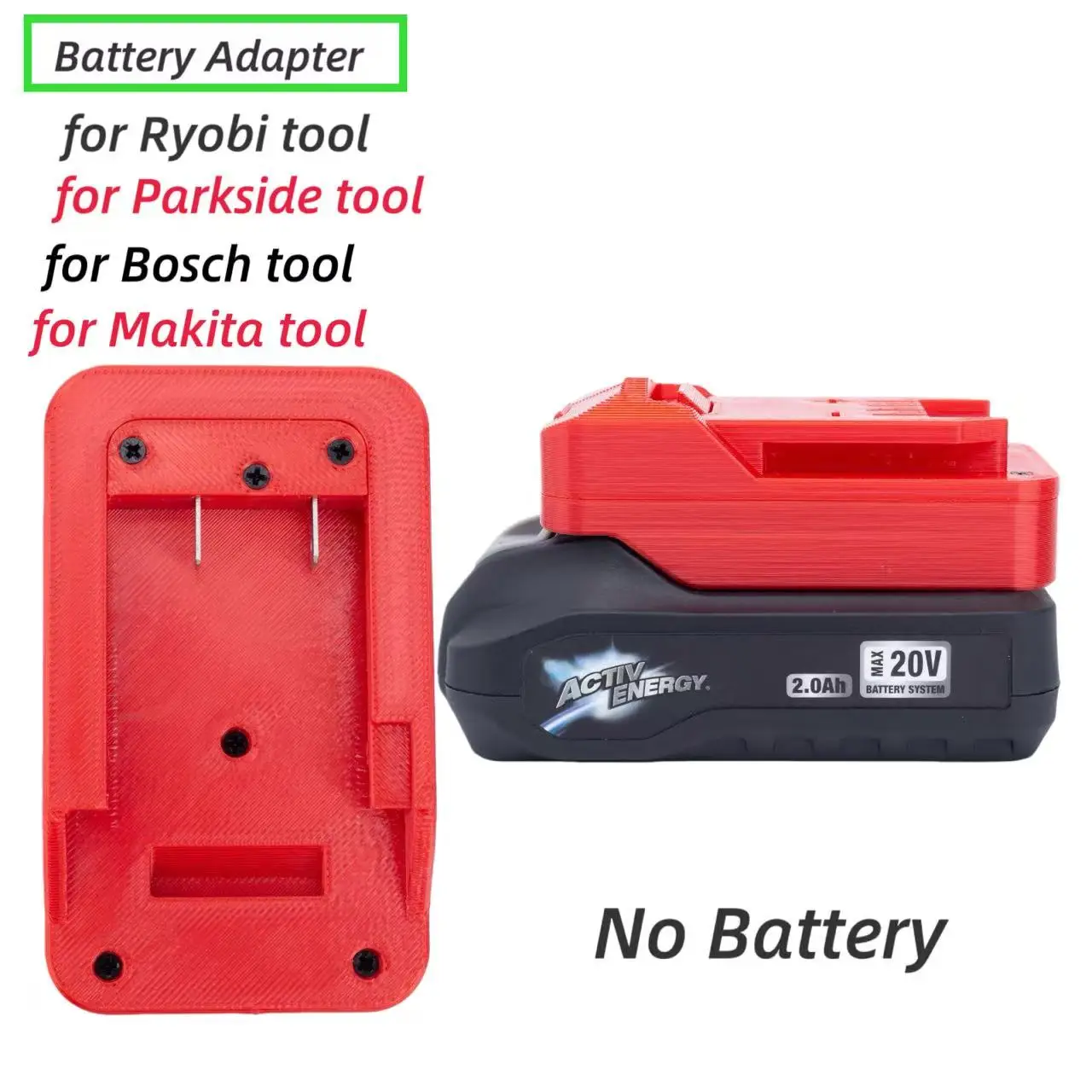 Battery Adapter for Aldi Ferrex Active Energy To Ryobi / Parkside / Makita / Bosch 18V -20V Power Tools (Converter Only)