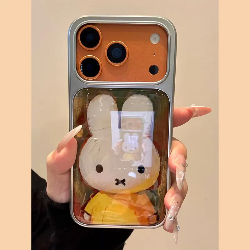 Miffy Kawaii Anime Cartoon Rabbit Mobile Phone Case Glue Oil Painting Korean All Inclusive Anti-fall Female for Iphone17promax