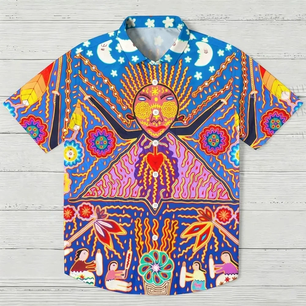 Funny Graffiti Printed Hawaiian Shirt 3D Pattern Style Men's Hawaiian Shirt Halloween Hawaiian Shirt