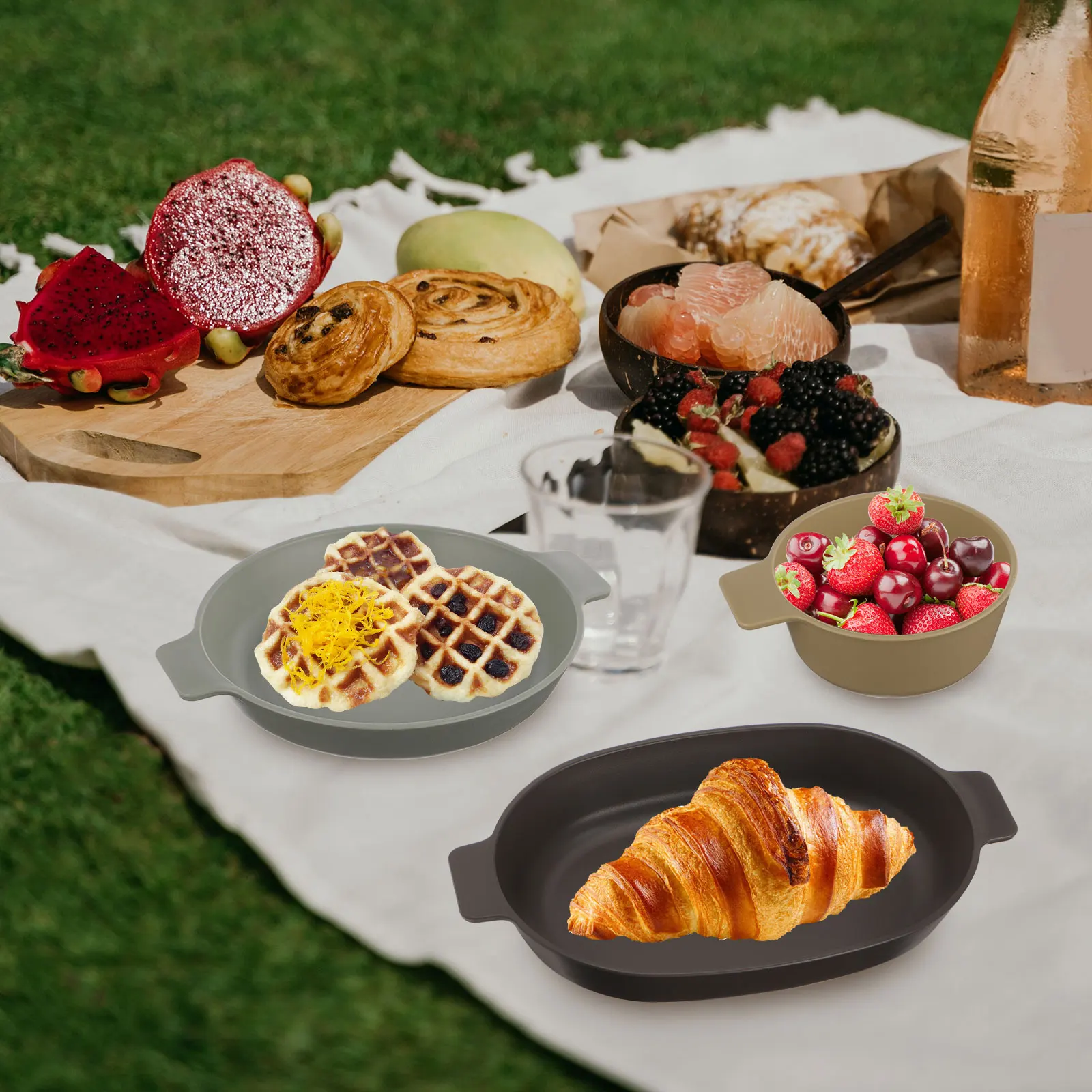 Outdoor Tableware Set Bowl Kit Kitchen Camping Plate Plastic Delicate Decorative Dinnerware Portable Dish Set Camping Plate