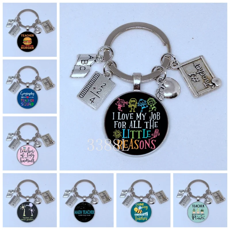 Modeschmuck Schlüsselanhänger aus Glas und Legierung mit Apfelform zum Lehrertag als Geschenk