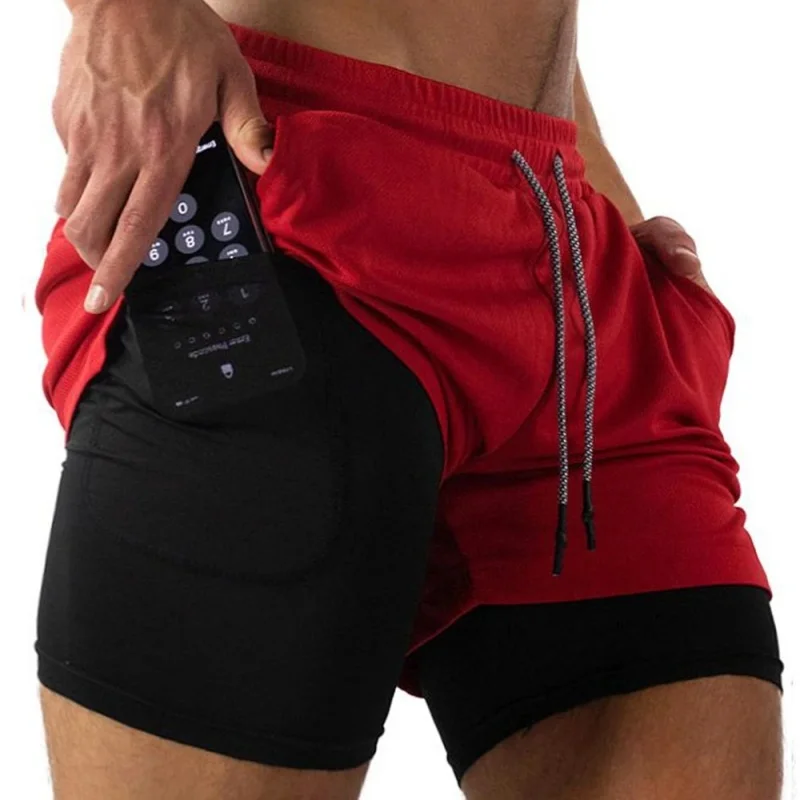 

Summer men's dual-use sports shorts, breathable quick-dry casual sportswear, double-layer design, suitable for running, M-3XL