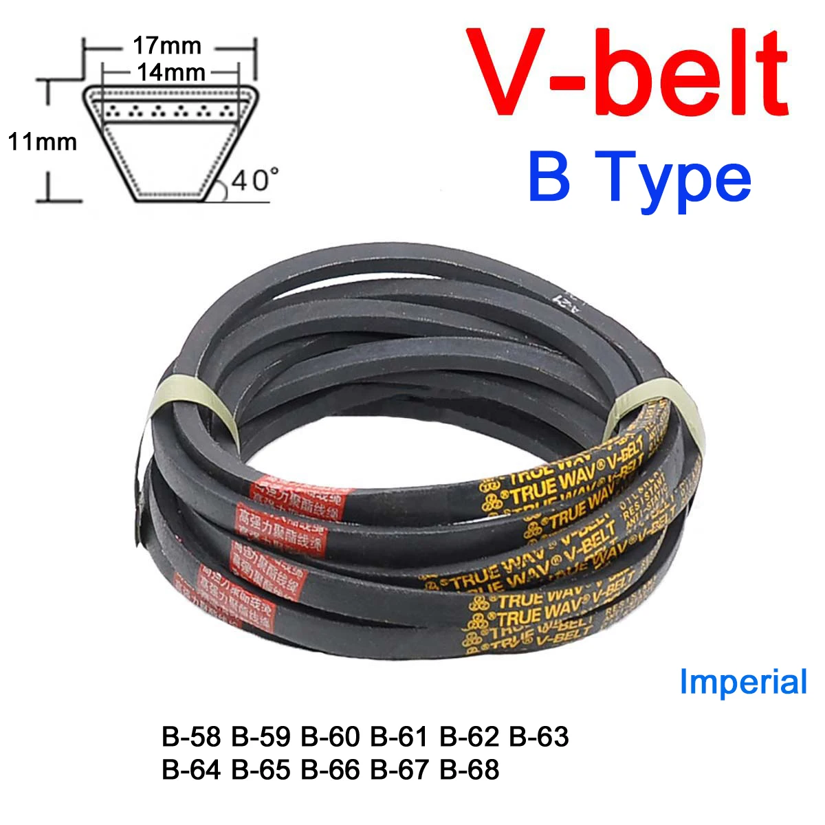 

1Pc B Type V-belt Type B-58 B-59 B-60 B-61 B-62 B-63 B-64 B-65 B-66 B-67 B-68 for Automotive Equipment Agricultural Equipment