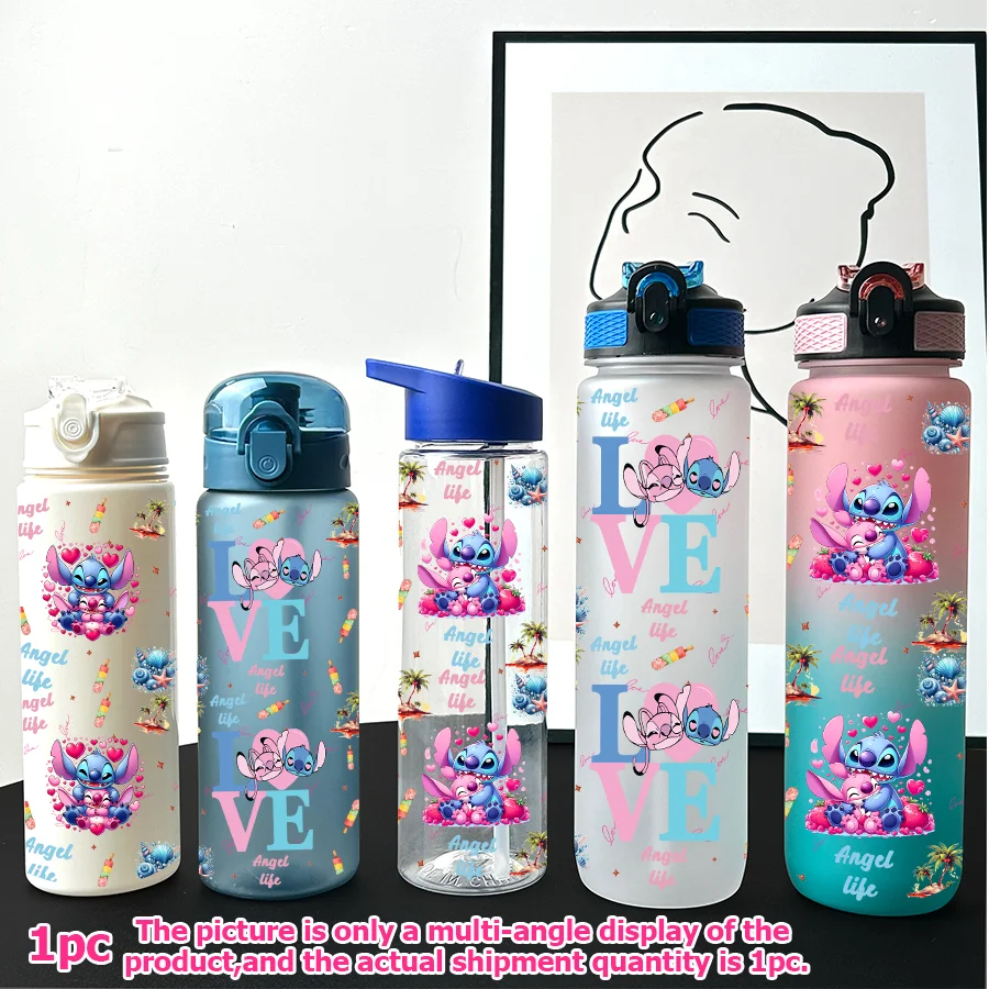 

1Pc Disney Stitch Angel Printed 23-32oz Multi-plastic Water Bottle Portable Sports Water Cup Birthday Gift