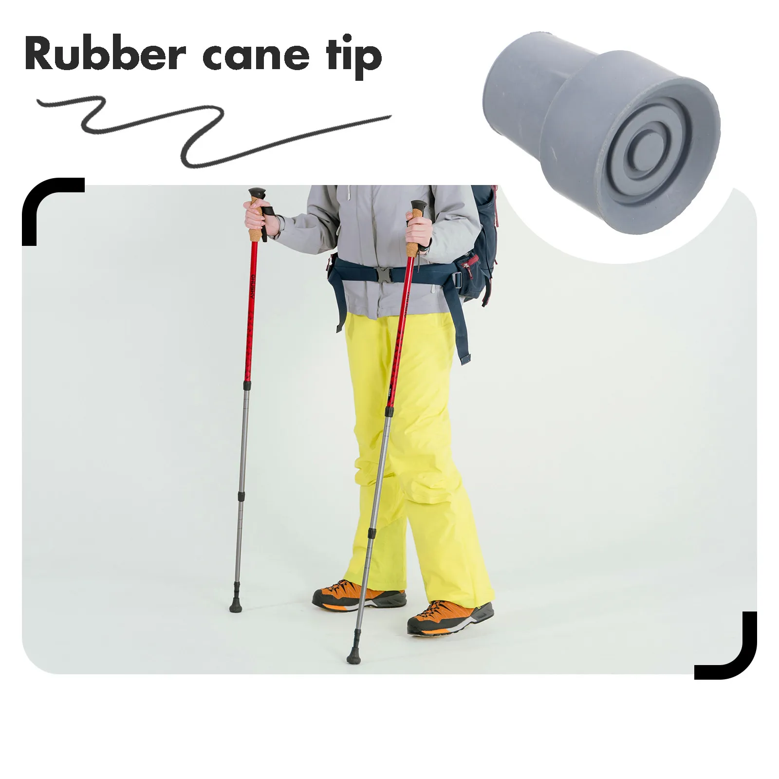 Heavy-Duty Rubber Cane Tips Anti-Slip Walking Stick Foot Pads Hiking Pole Tips Trekking Boots Cane Bottom Protector Stand