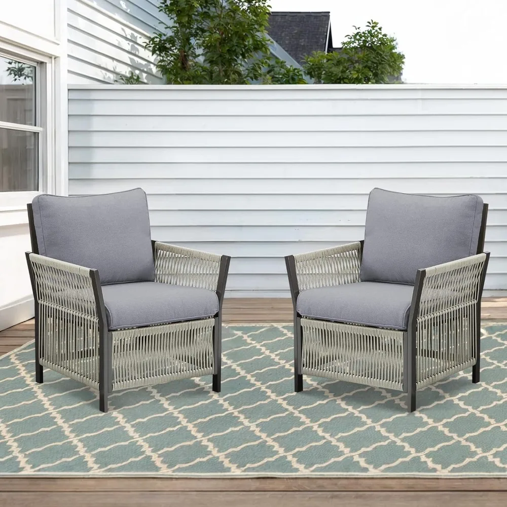 2 Pieces Wicker Bistro Set Chairs Patio Porch Furniture Sets, All-Weather  Rattan Outdoor Conversation Set for Porch, Deck