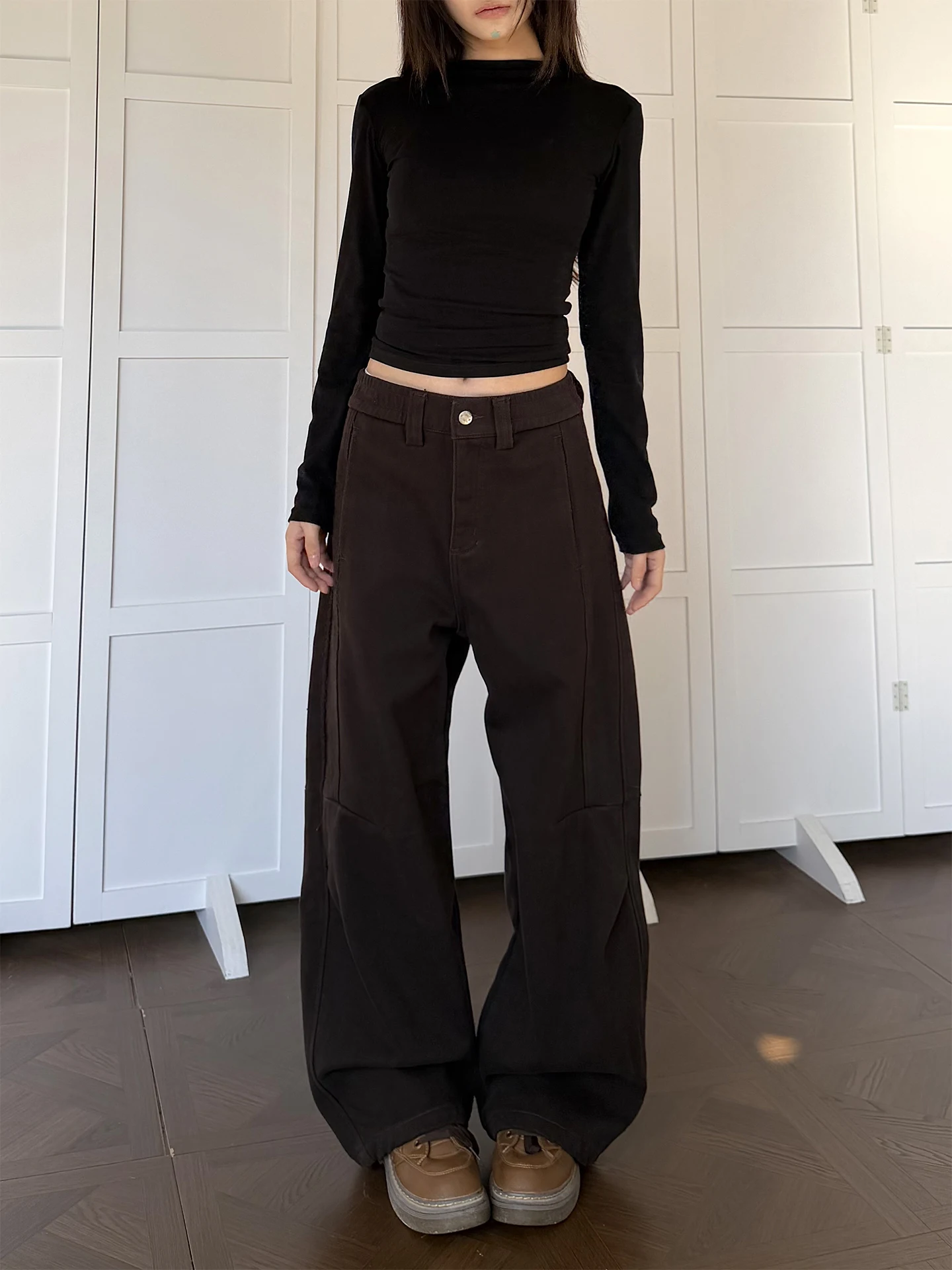 

Джинсы Don Cry Fce с широкими штанинами на подкладке для мужчин и женщин, осенне-зимние свободные повседневные брюки, американские облегающие универсальные джинсы