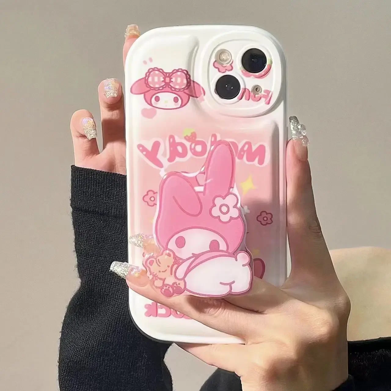 Sanrio mymelody kuromi cinnamoroll universal novo suporte de desenho animado suporte de telefone móvel soquete acessórios para celular