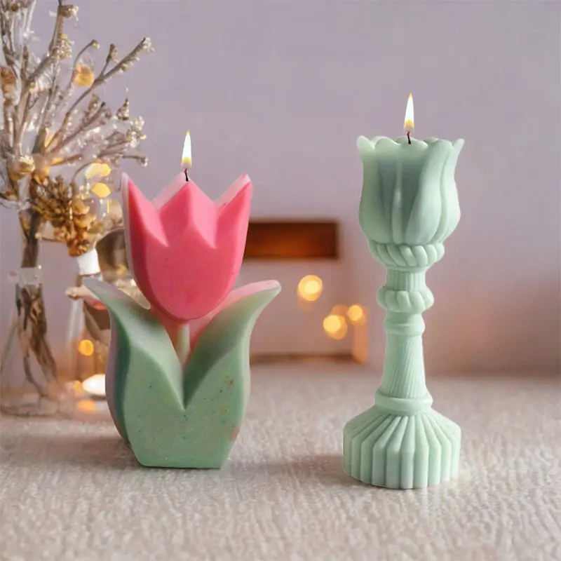 1 Stück, Tulpen-Kerzenständer, Kerze, Silikonform, Tulpen-Blumen-Kerze, Aromatherapie, Handgeschenk, Gipsschmuck