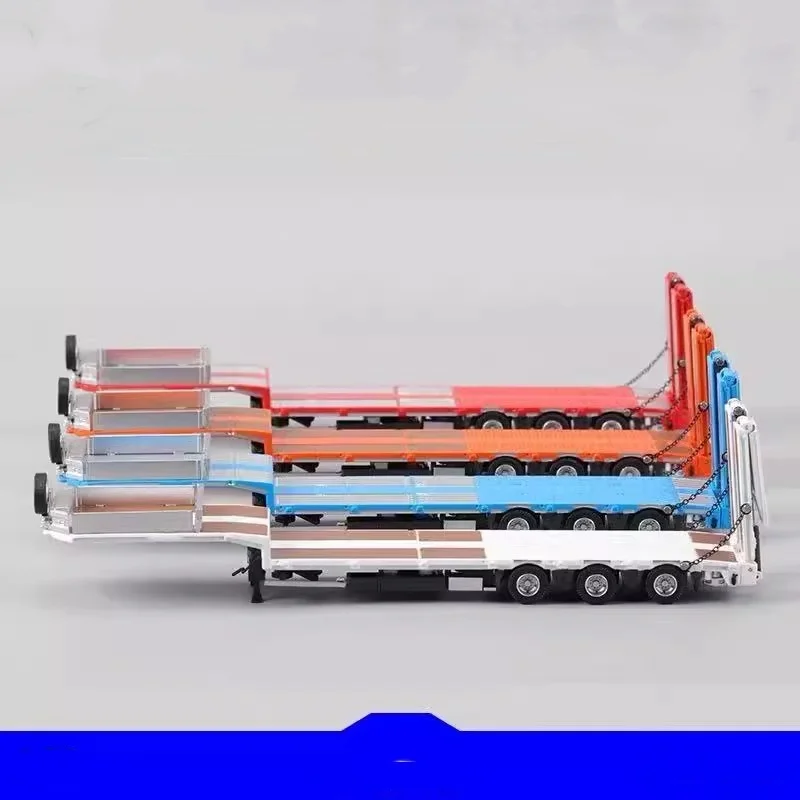 perka-1-64-simulation-alloy-heavy-duty-truck-flatbed-trailer-car-semi-trailer-transport-car-model-figurine-collection-ornament