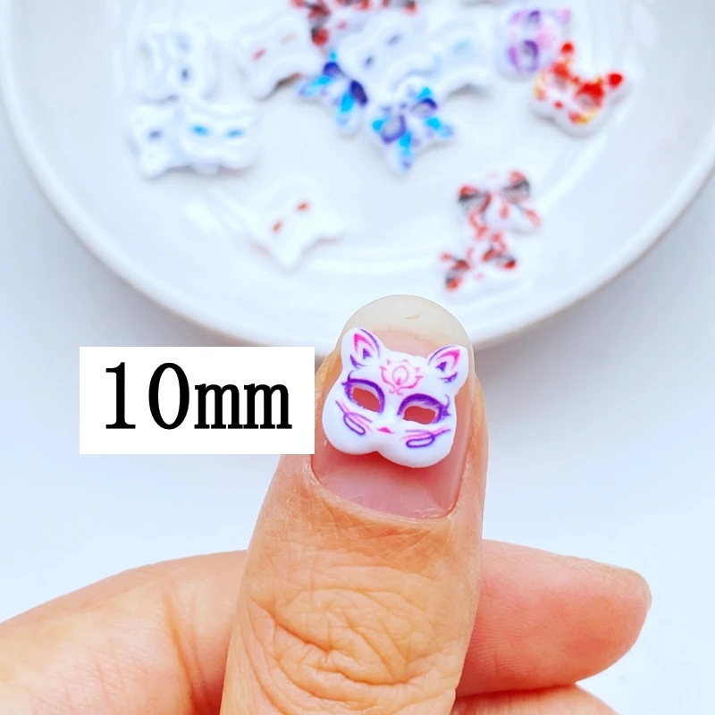 50Pcs New Cute 10mm Mini Lovely Cartoon Mask Flat Back Resin Cabochons Scrapbooking DIY Jewelry Craft Decoration Accessorie