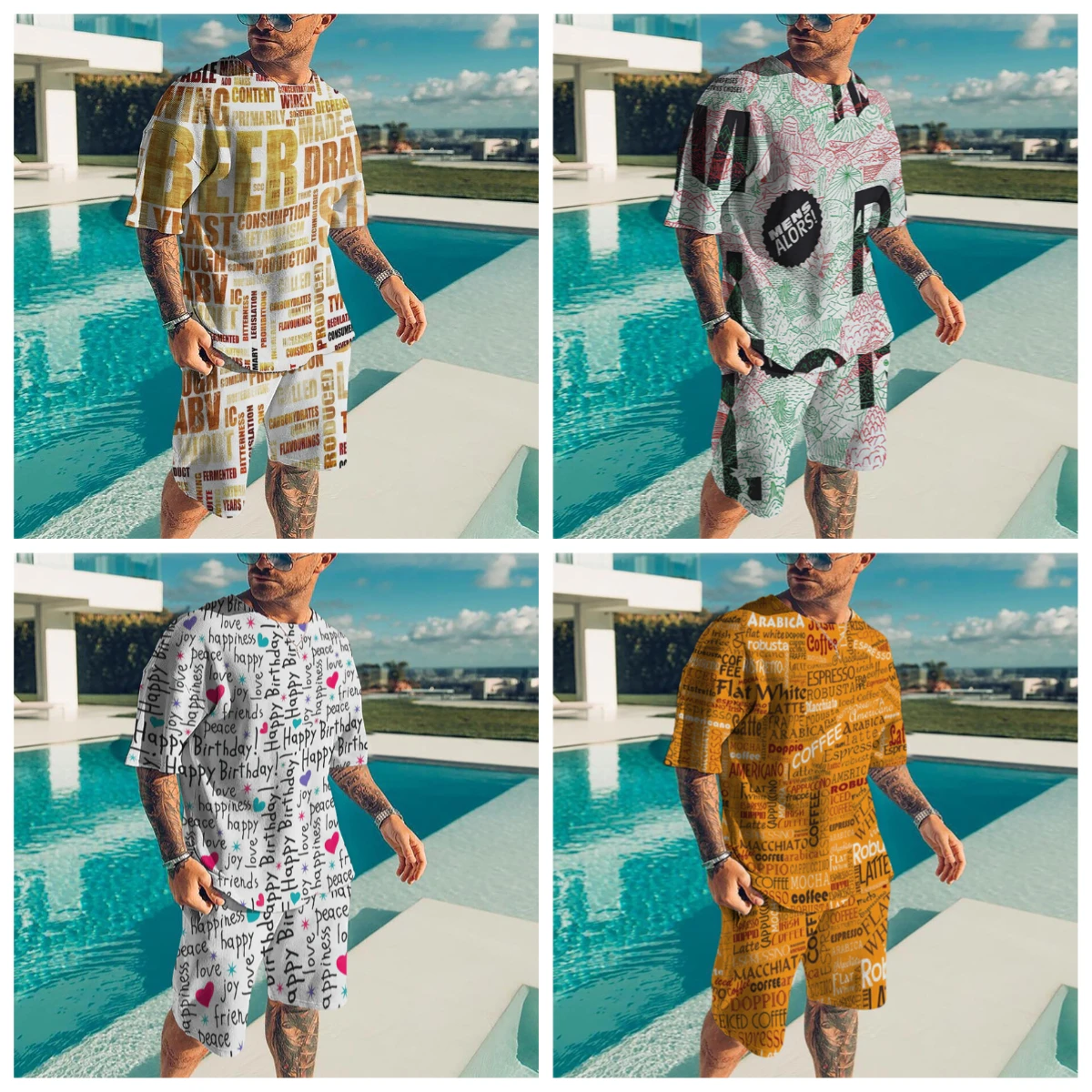 

25-26 Summer Hot-selling Fashion Trend Luxury Suit 3D Printing American Street Breathable Quick-drying T-shirt Shorts Set