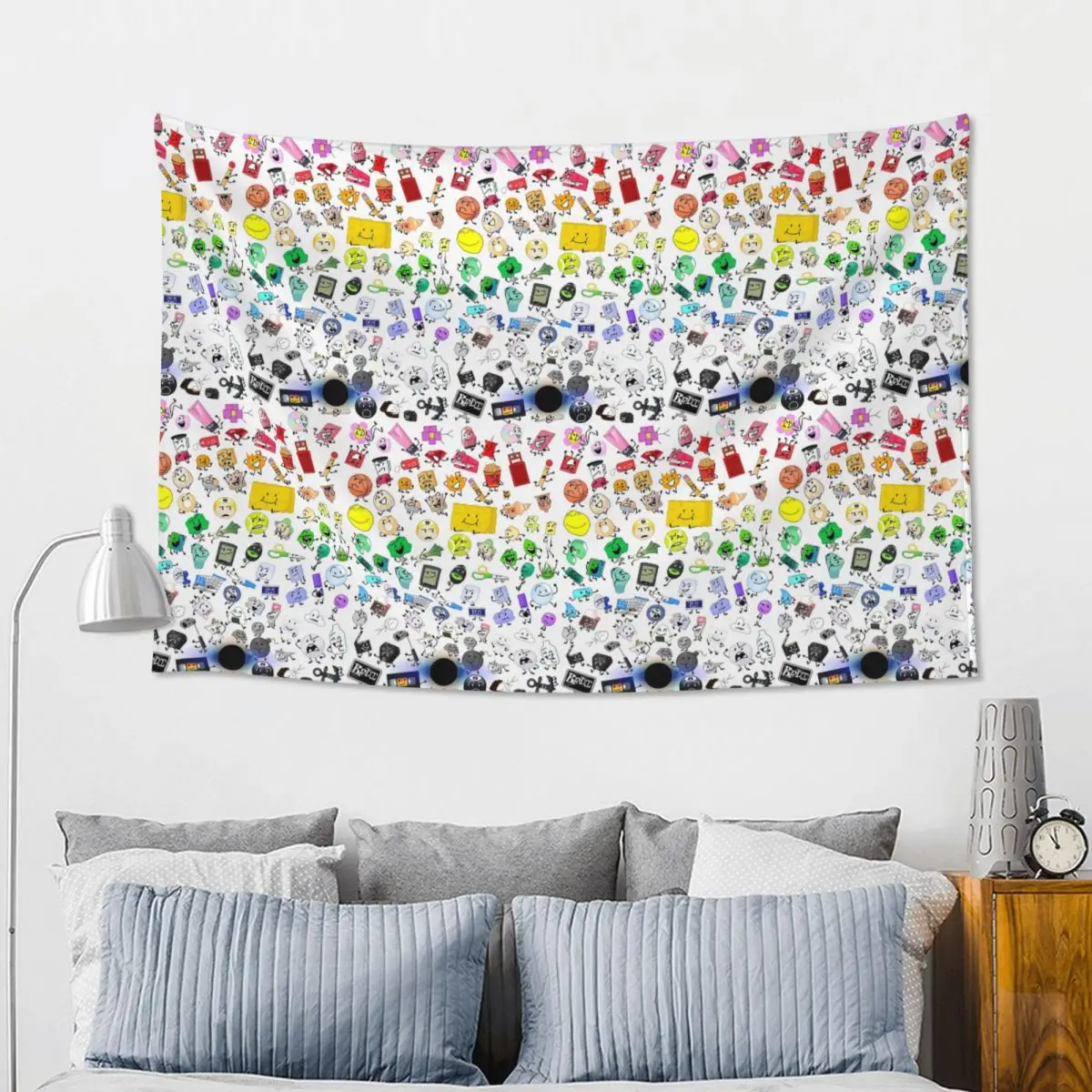 BFB And TPOT Full Cast BFDI Tapestry Hippie Wall Hanging Aesthetic Home Decoration Tapestries for Living Room Bedroom Dorm Room