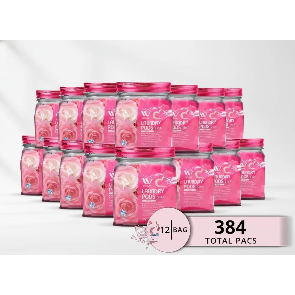 

5-in-1 Rose Scent Laundry Pods, Stain Remover for Sensitive Skin, 384 Count Pack of 12