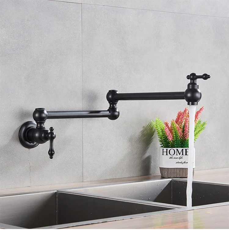

French Luxury In-Wall Single Cold Water Faucet Home Kitchen & Laundry Sink Swivel Folding Quick-Open Faucet
