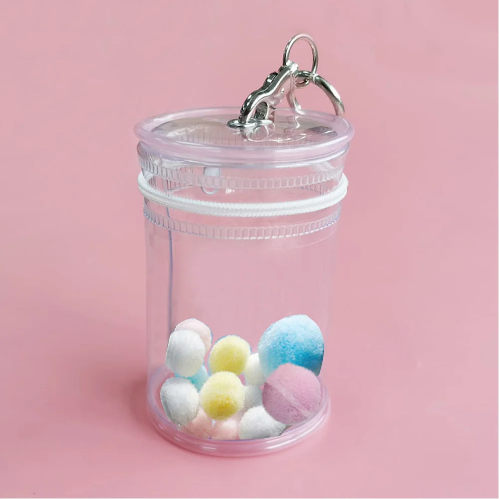 Dustproof Barrel-shaped Mystery Box PVC Organizer Transparent Storage Box Doll Bag Organization With Keychain Case 9.5*7*6.5cm