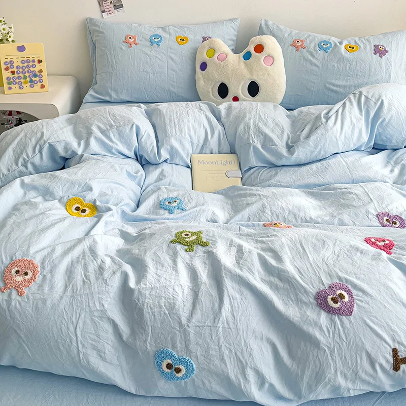 4Pcs ins 100% Cotton Bedding 60 Counts Long Staple Cotton 2025 New Cotton Sheet Duvet Cover 180x200 200x230 Four Seasons