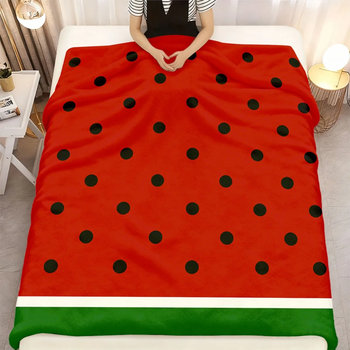 Watermelon Slice Flannel Blanket Soft Geometric Print AllSeason Throw for Bed, Sofa, Camping & Travel Cozy Gift for Birthdays Ne