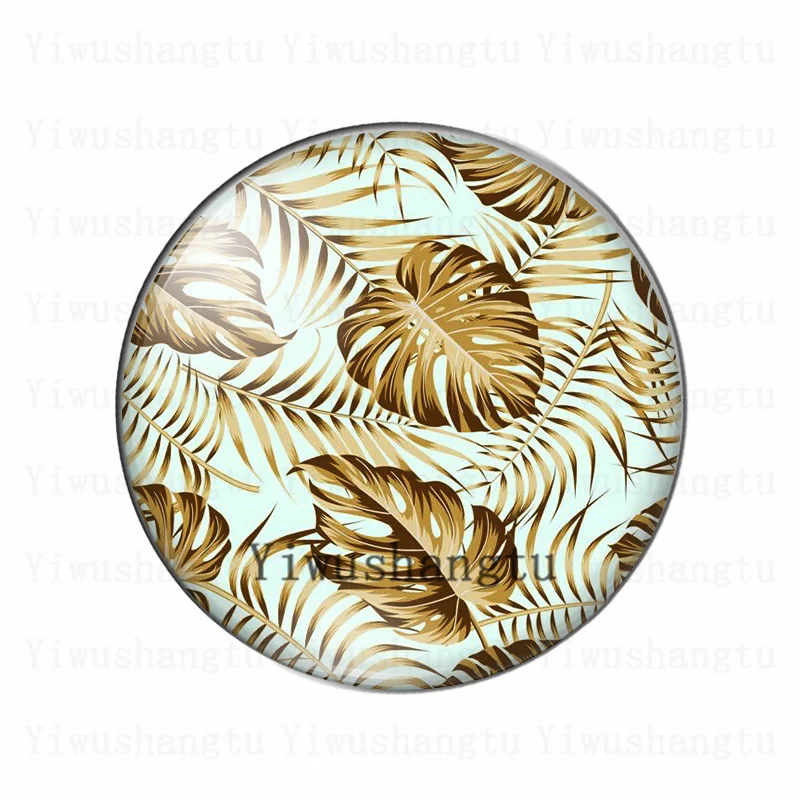 New gold leaf  greenery nice painting 12mm/20mm/25mm/30mm Round photo glass cabochon demo flat back Making findings