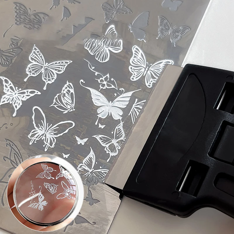 Pegatinas de pegamento para pala de limpieza extraíble, placa de estampado de uñas, accesorios, plantilla de sello, raspador, herramientas de impresión para uñas DIY