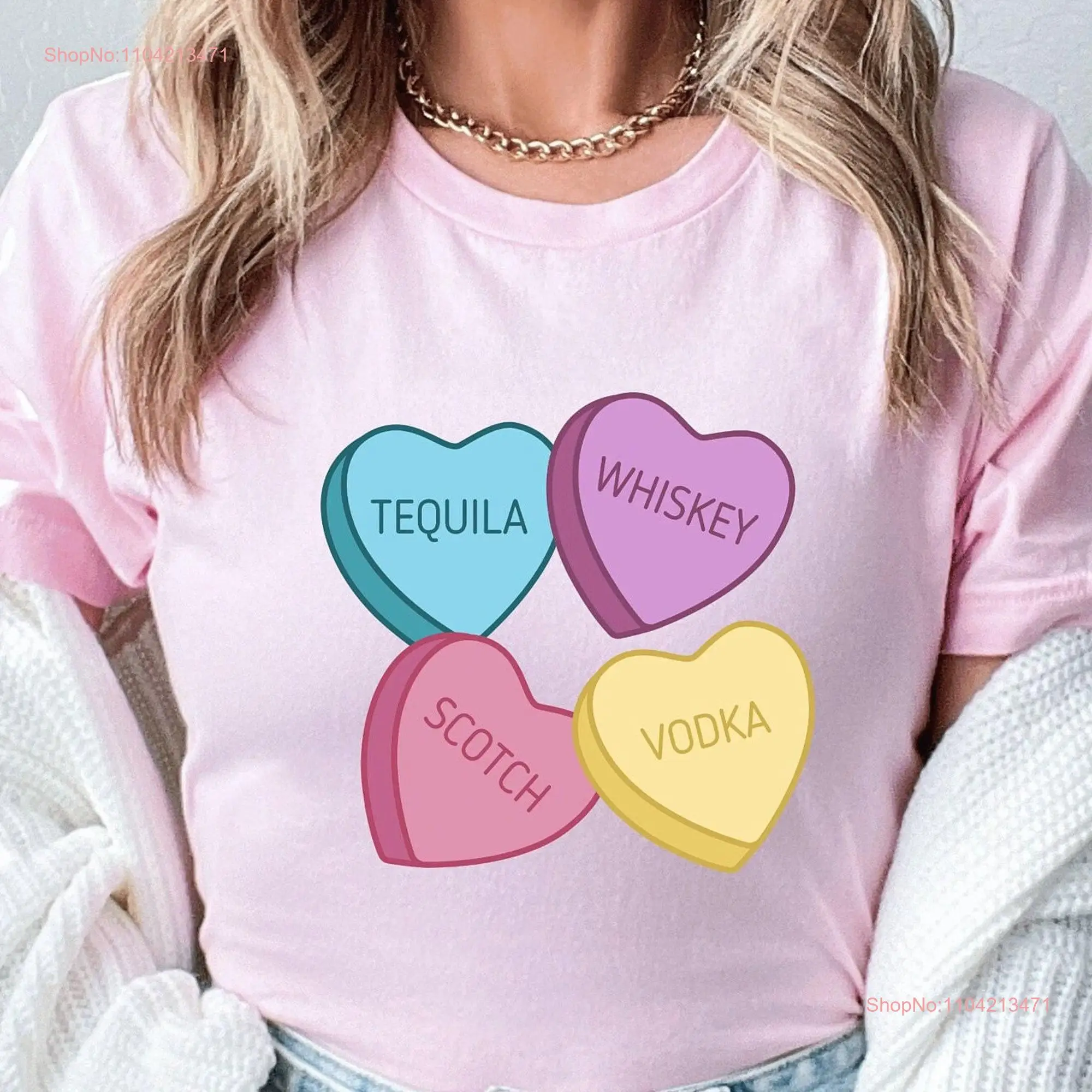 Alcohol Conversation Hearts T Shirt Lover Valentine's Day Jersey  Funny Valentine Idea long or short sleeves