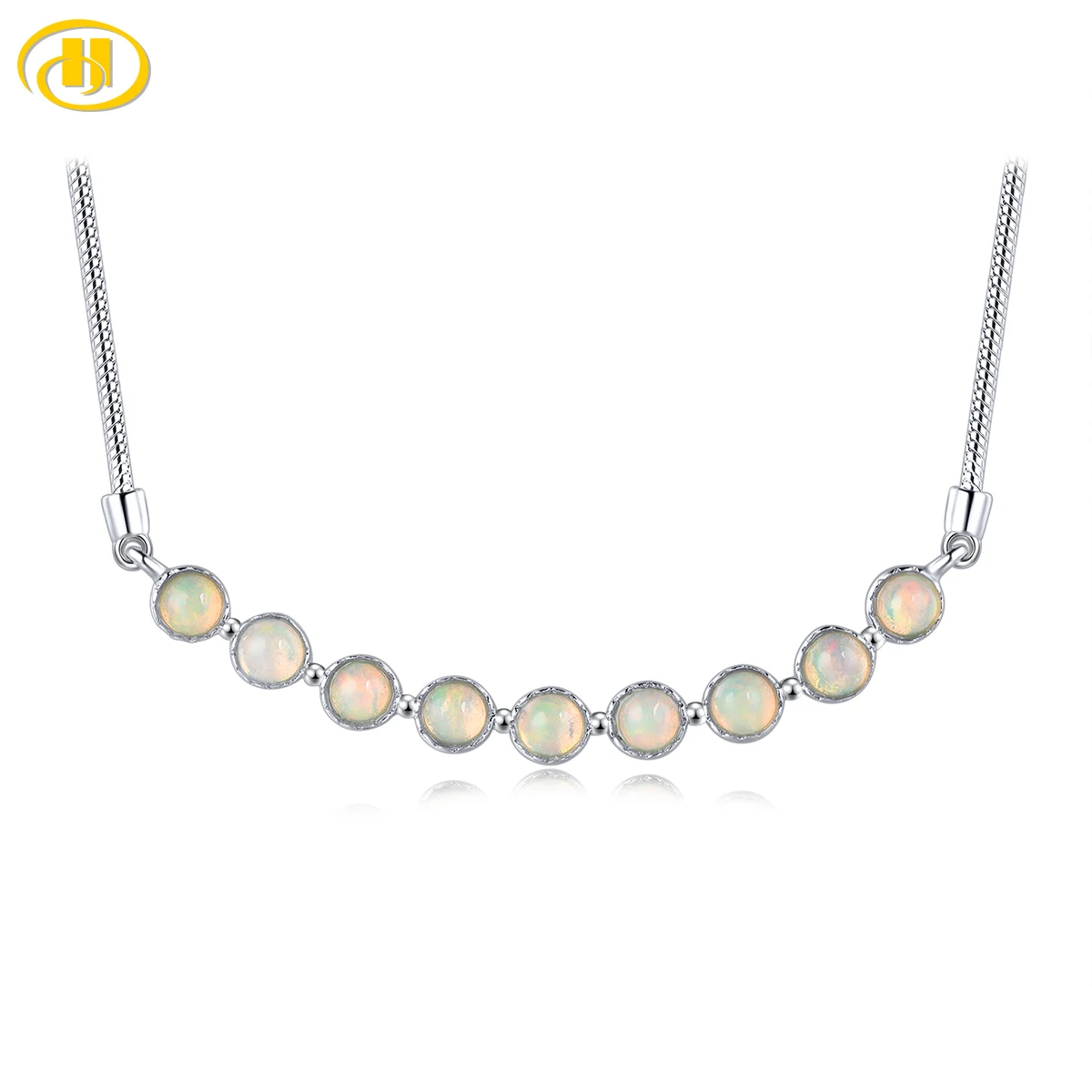 

Natural Opal Sterling Silver Necklace 1.35 Carats Cabochon Genuine Gemstone Women Classic Fine Jewelrys S925 Birthday Gifts