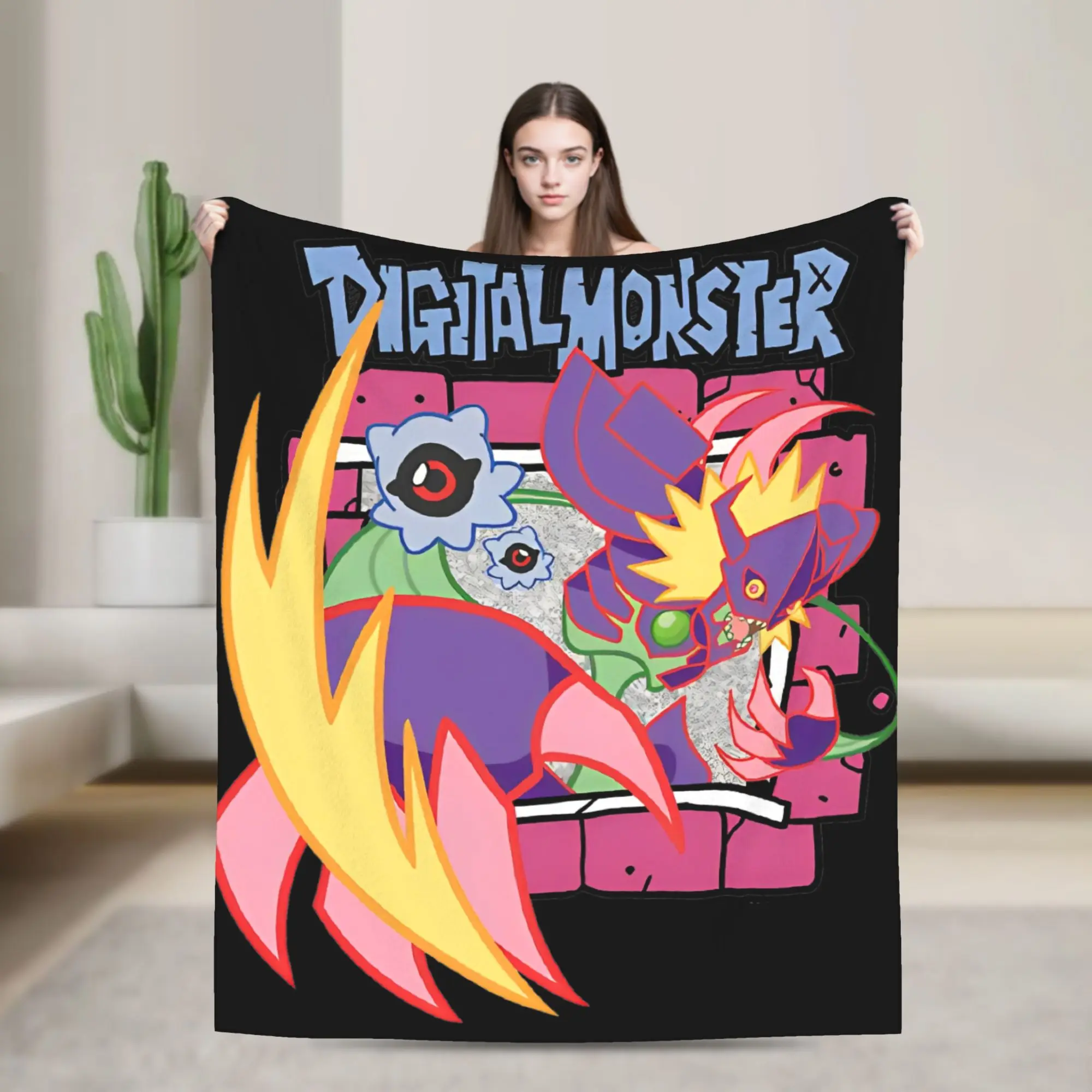 Diabolical Virus Blankets Coral Fleece Plush Digimon Digimontcg Multi-function Ultra-Soft Throw Blankets for Bedding Quilt