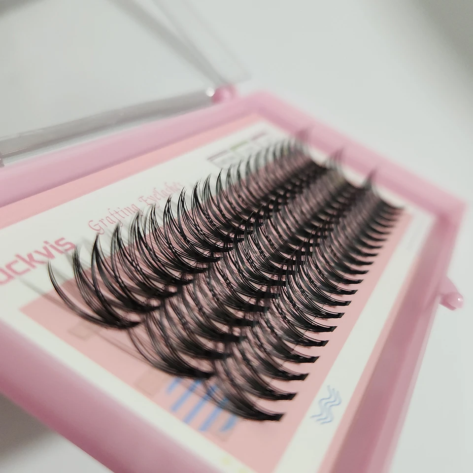 10 Cajas de Pestañas Postizas de Visón Falso 20D 0.07mm Rizo C 8-14mm Mezcla Natural Extensiones de Pestañas, 60 Racimos/Caja Individual 5