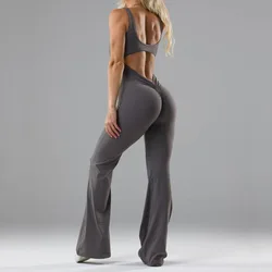 Y2k women's jumpsuit pants, fashionable tight yoga casual hollow seamless sports slim fit jumpsuit pants for women