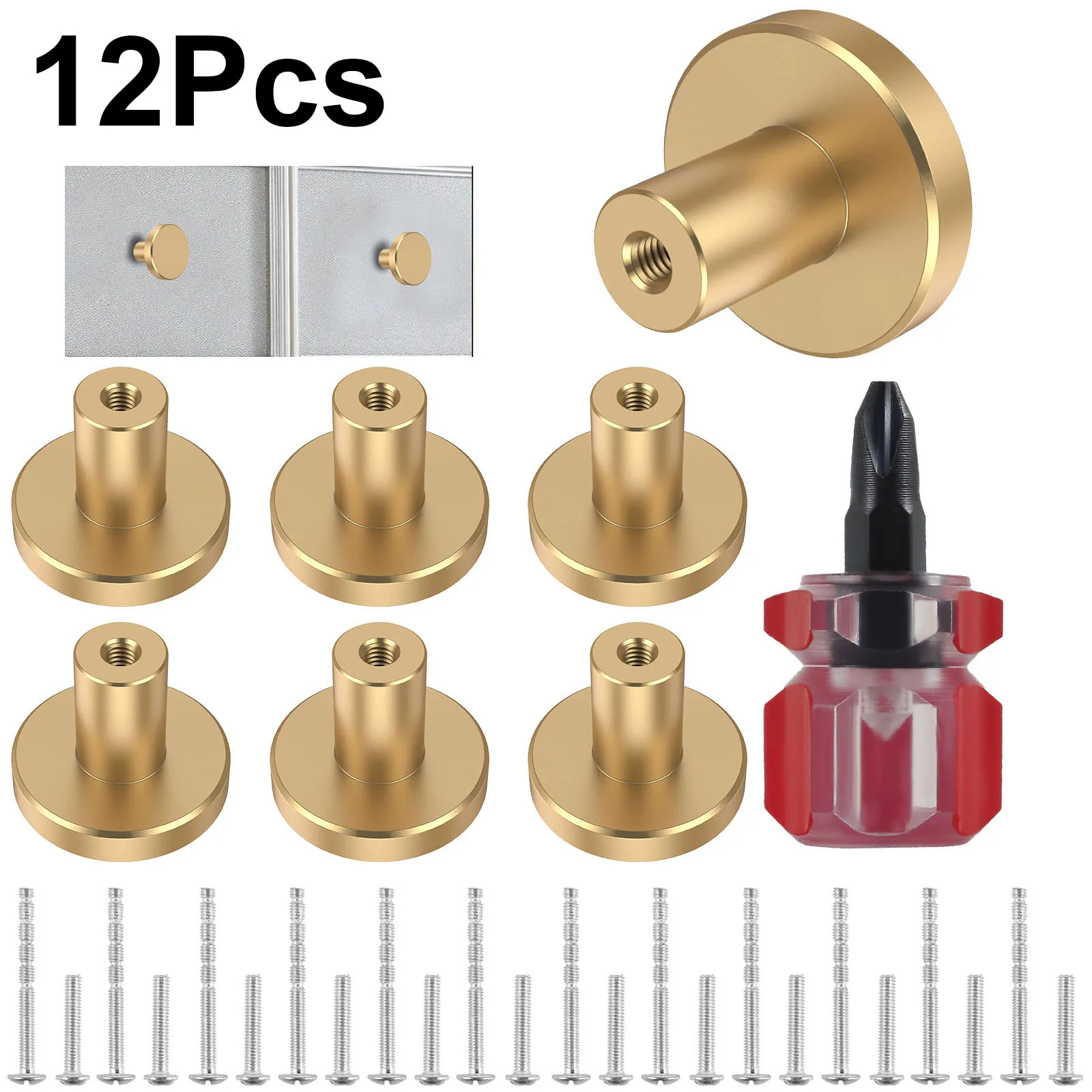 

12Pcs Brass Furniture Handles Set Design Cupboard Door Cabinet Knob Dresser Single Center Round Pure Copper Handle