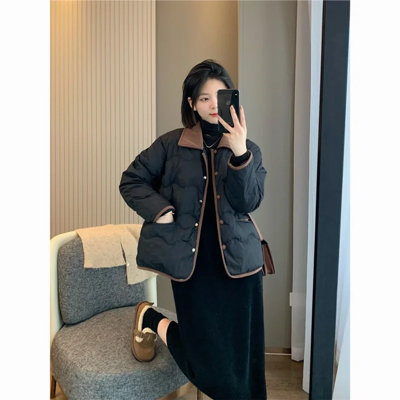 

Lightweight Cotton Jaet Women's ort Plaid Corduroy Warm Outerwear Winter Coat Sli French Sle Cact Design