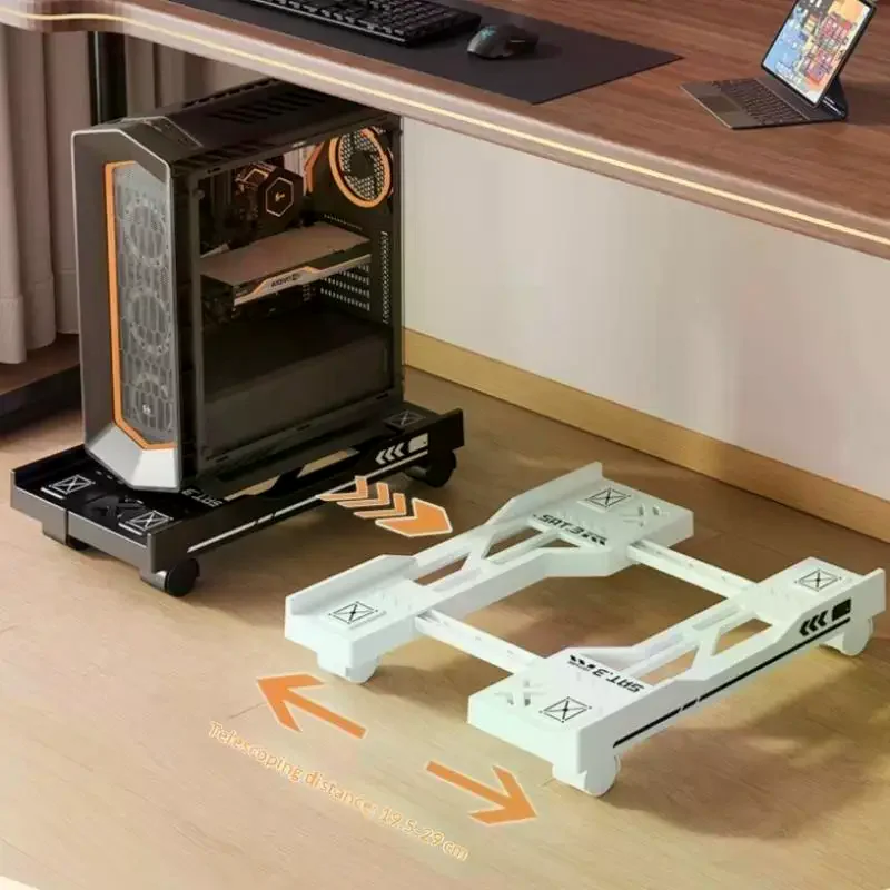 CPU Stand Adjustable Bracket PC Holder Cart Mobile Computer Tower Stand With Rolling Caster Wheels Adjustable Desktop Stand