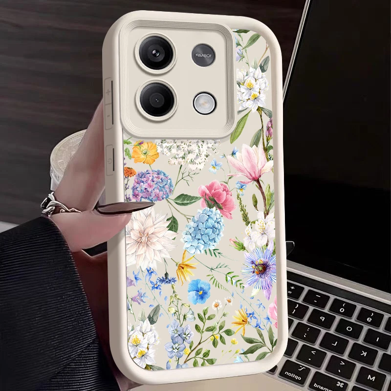 Shockproof Flower Leaves Case For Xiaomi 13T 11T Pro Poco X6 X5 F6 M6 Redmi Note 12 11 10 13 Pro 5G Soft Silicone Bumper Cover