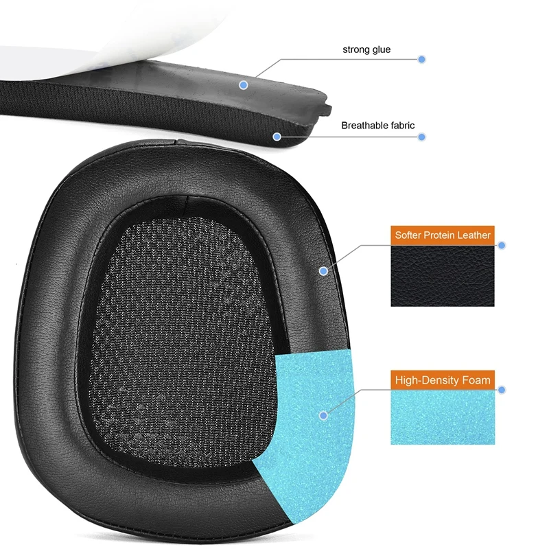 Bantalan telinga busa 1 pasang, bantalan telinga kulit untuk Logitech G933 G935 G633 / G 933 G 935 G 633 Artemis headphone