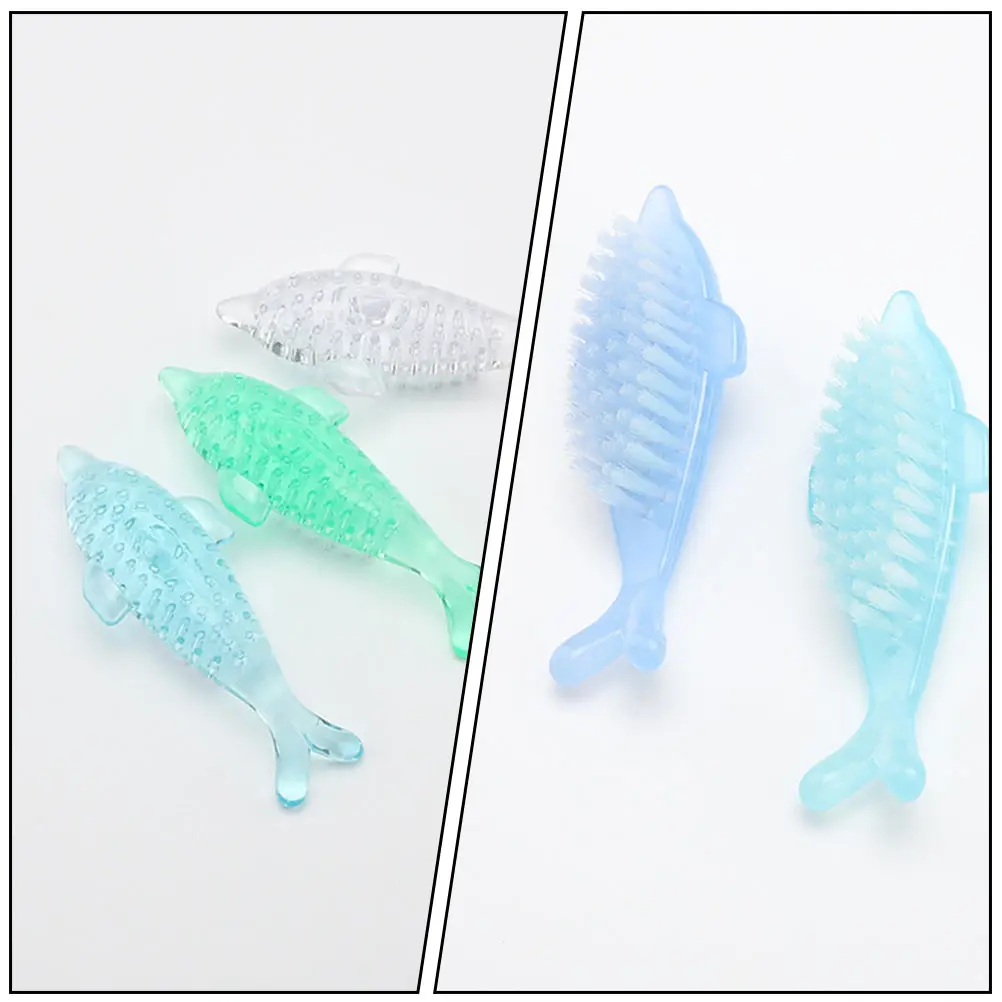 

4Pcs Nail Brush Lightweight Plastic Handle for Nails Cleaning Manicure Tools Fingertip Scrubber Home Use Practical Design Nail
