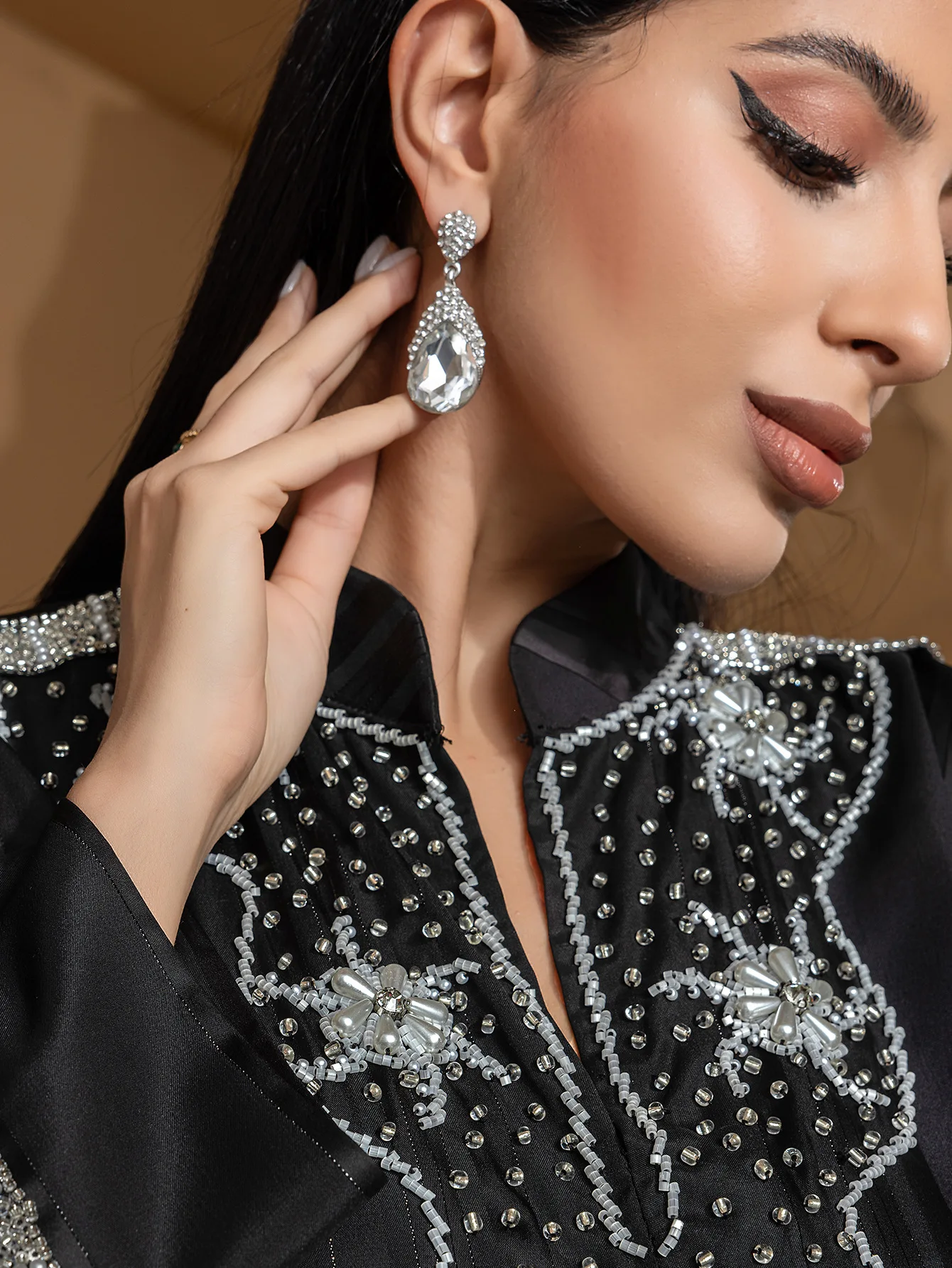Eid Maroc Jalabiya caftan luxe dubaï perles Abaya femmes Robe de soirée musulmane Ramadan Islam Jalabiya Caftan Femme Robe