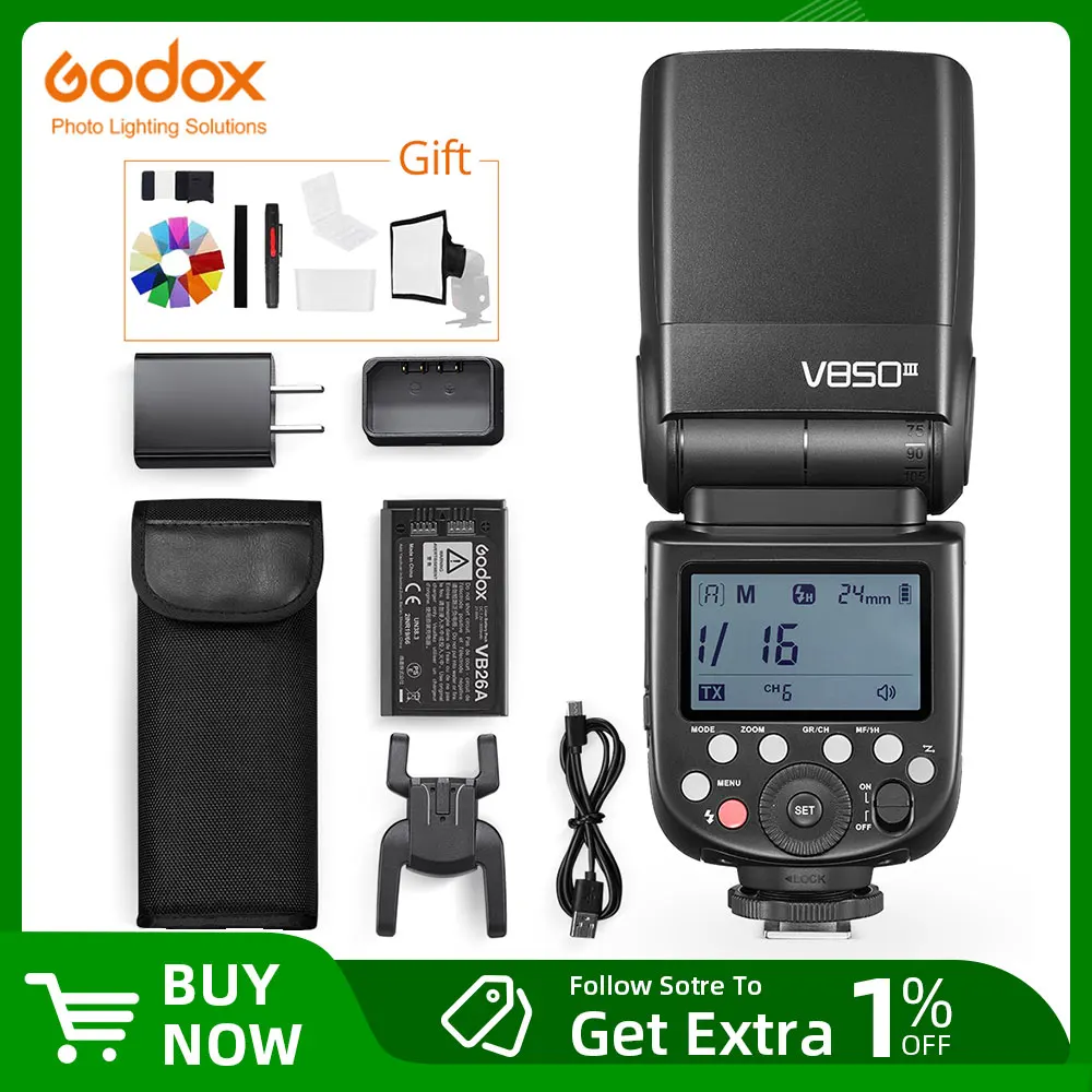 Godox V850III 76W 2.4G GN60 Wireless X System Li-ion Battery Speedlite for Canon Nikon Sony Pentax Olympus