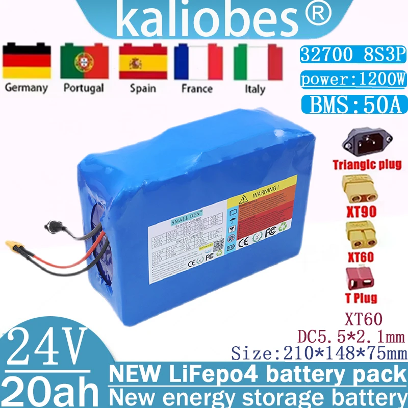 24V 20Ah 32700 Lifepo4 battery pack 8S3P 1200W high-power  suitable for electric two wheeled motorcycles,wheelchairs,lawn mowers