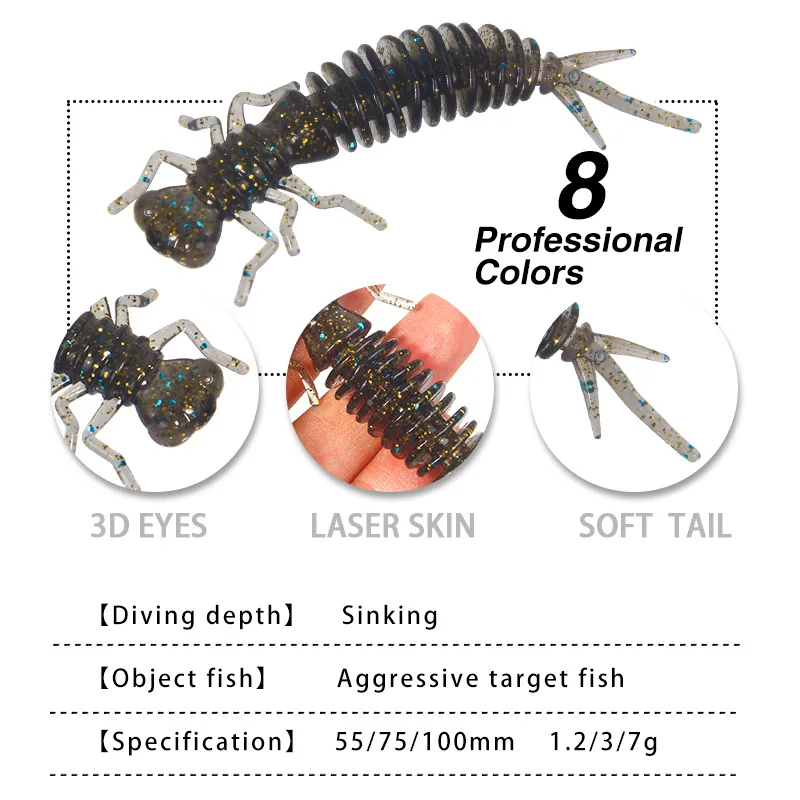Swimbaits 55-100mm – Gusano artificial para lubina y carpa - imagen 4