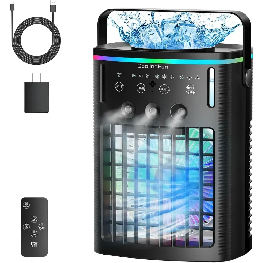 888-Aire acondicionado portátil، ventilador de refrigazione personal، aire acondicionado portátil con 4 velocidades de viento y
